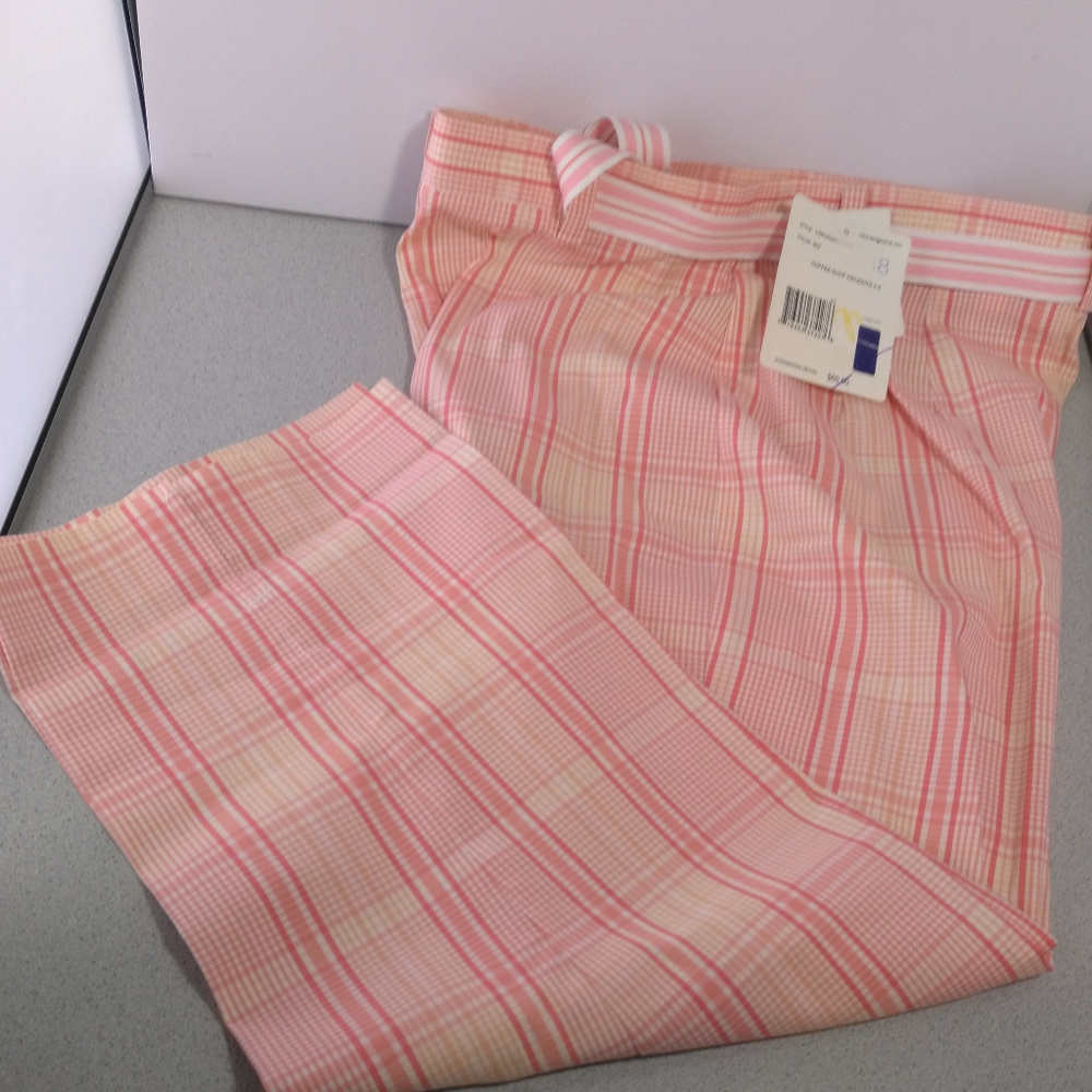 Orange Plaid Petite Capri